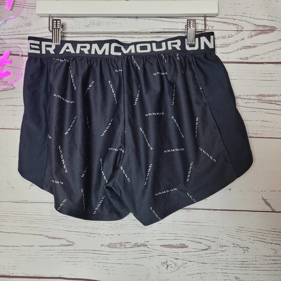 Under Armour UA Black Play Up Elastic Waist Athletic Training Shorts Size Medium - Picture 2 of 5